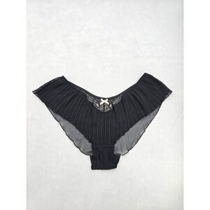 Black Lace Floral Bow Cute Whimsy Goth Sheer George Panties Large 12